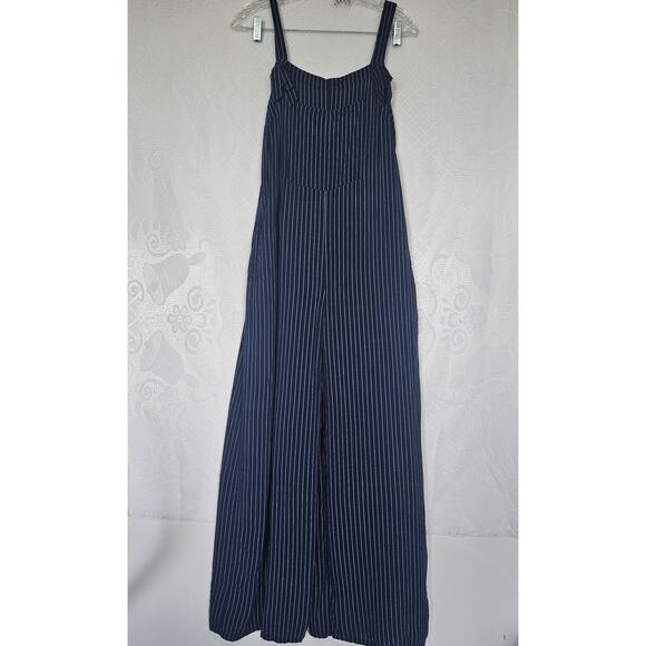 Gypsies & Moondust Medium Pinstripe Sleeveless Jumper Pockets Wide Leg Flowy - Picture 11 of 16